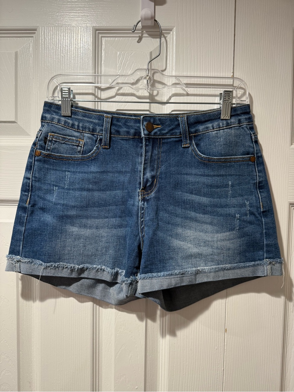 Judy Blue Mid-Blue High-Rise Rolled Hem Jean Shorts